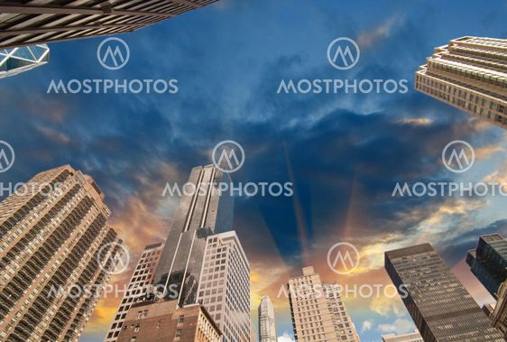 New York City. Wonderful upward view of Manhattan Skycrapers