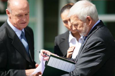 Business people outdoors