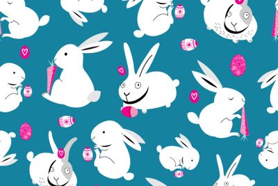 Seamless bright pattern of easter bunnies