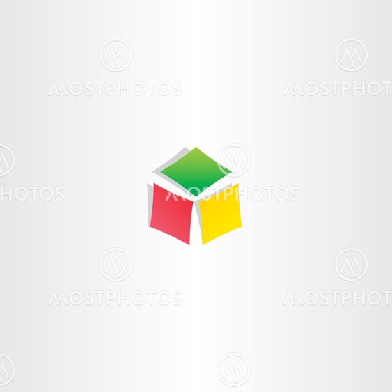 color cube box icon logotype design