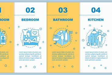 Domestic life onboarding mobile web pages vector template