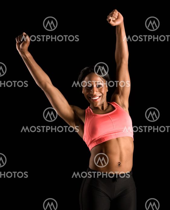Strong woman stretching.