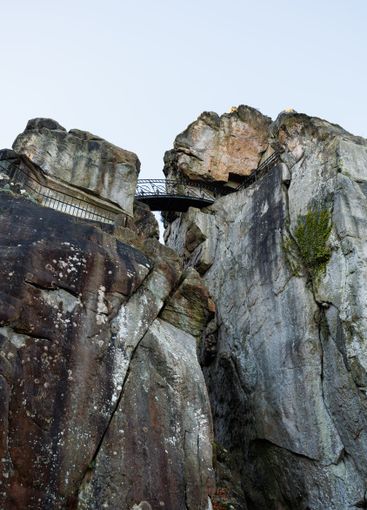 Large rocky rocks. Rocks of rocks. Gray moss-covered rocks