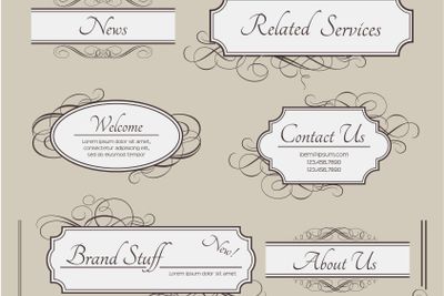 Set of vintage vector labels, frames, borders