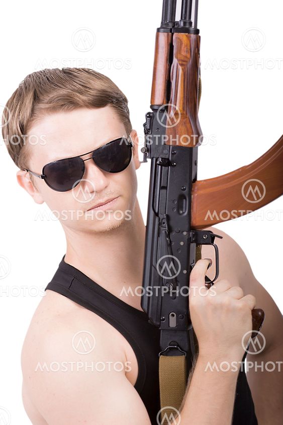 power man with rifle