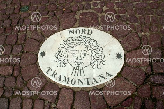 Wind inscription stone on St Peter square, Rome, Italy