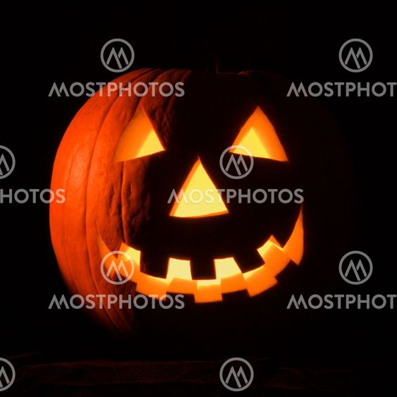 Glowing jack-o'-lantern.