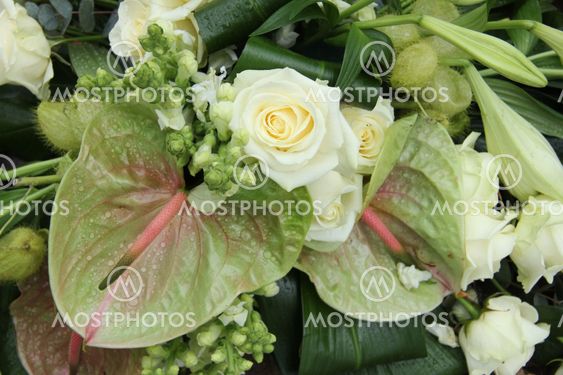Green white floral arrangement