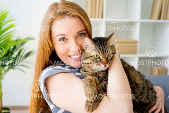 Woman with a cat