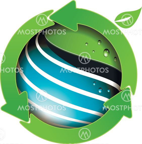 globe and green arrows