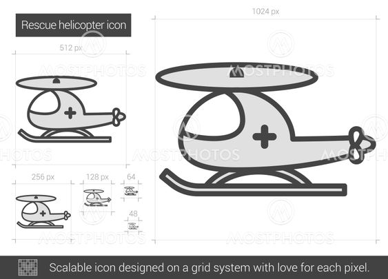 Rescue helicopter line icon.