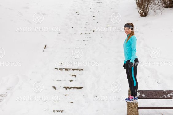Young woman outside during winter.