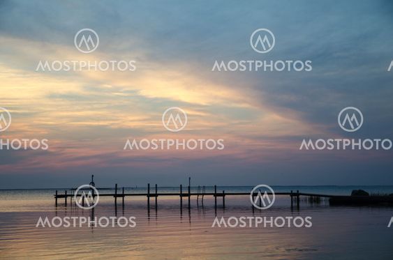 Twilight at an old wooden pier
