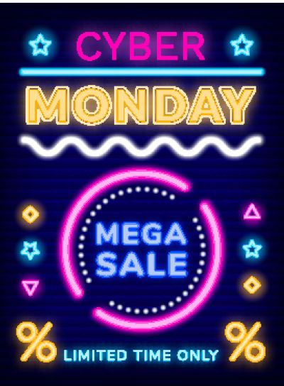 Mega Sale on Cyber Monday, Neon Board with Promo