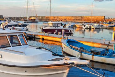 Sunset view of the port of Sozopol, Bulgaria
