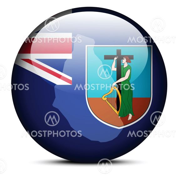 Map on flag button of Crown Colony Montserrat