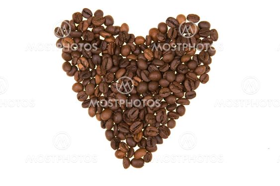 coffee beans heart made background