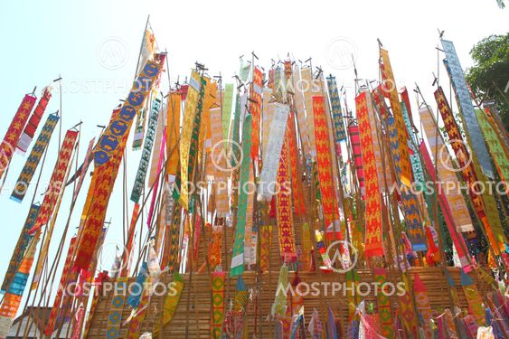 Color paper flag for Buddha worship