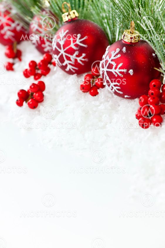 Red Christmas ornaments border