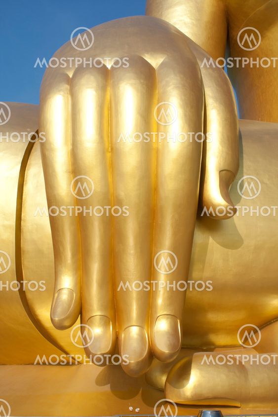 big hand big buddha in thai temple