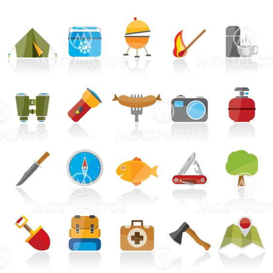 Camping, travel and Tourism icons