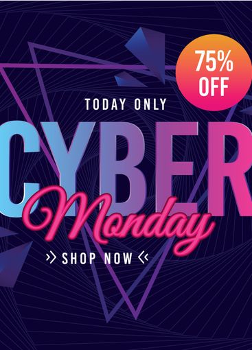 Cyber monday concept with retro futuristic design
