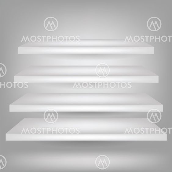 Empty white shelves