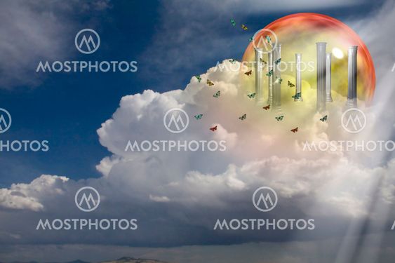 Greek Columns on clouds