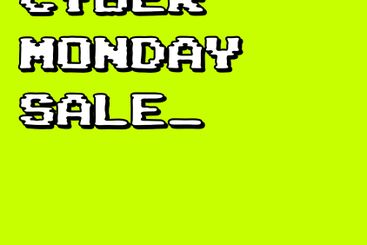 Cyber monday banner in retro arcade video game style....
