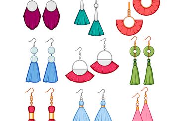 tassel earrings set cartoon vector illustration