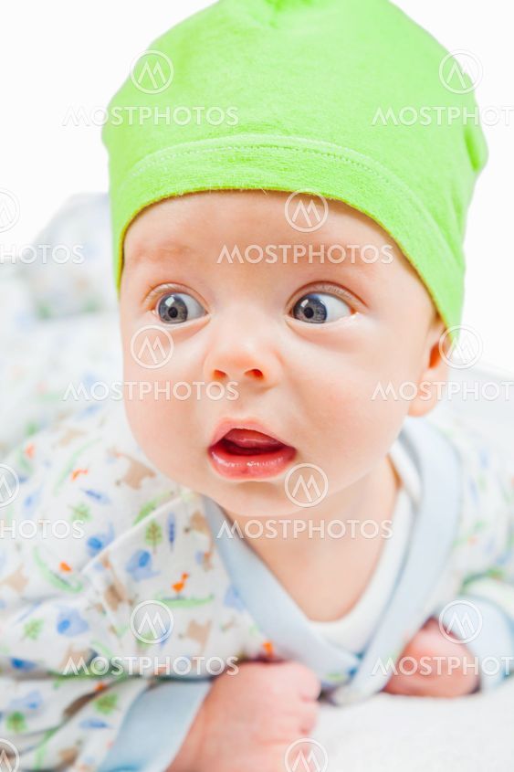 Baby boy over white