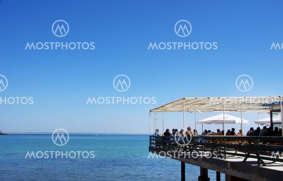 Restaurant on the blue sea, south of Portugal