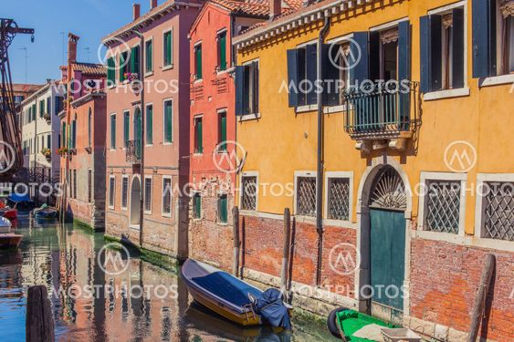 Venice canal with gondolas