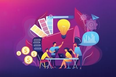 Digital marketing team concept vector illustration.