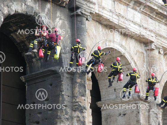 Firemen on Colloseum, Rome