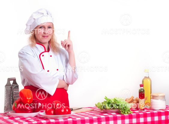 attractive woman cooks