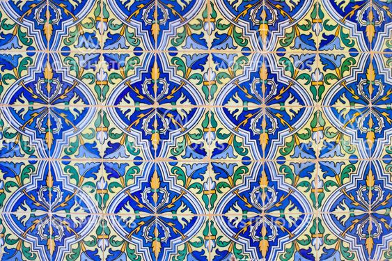 Old Tiles Floral Design Background