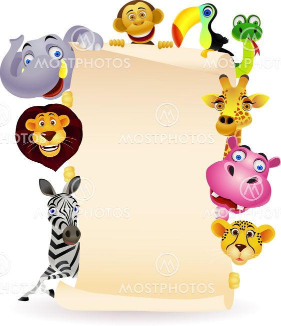 Animal cartoon and blank sign