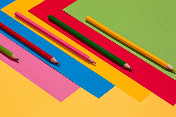 colored pencils and colour paper