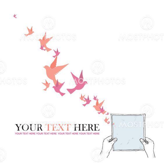 Sheet of paper in hands and birds. Abstract vector illustration