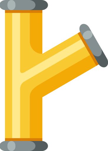 Yellow PVC pipe fitting forming a Y shape is used for...