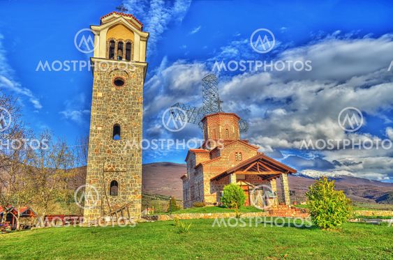 Church, cross, landscape