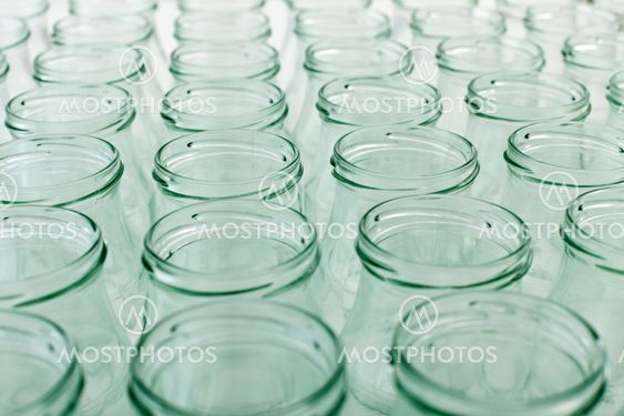 Lots of empty jars background
