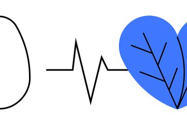 Heartbeat Line Connecting Egg, Heart with Branches, and...