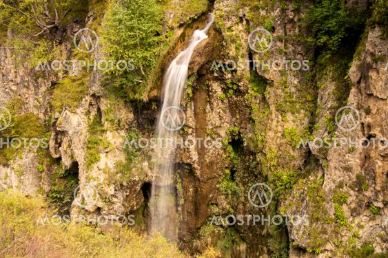 Honey waterfalls and caucasus mountains of North Caucas