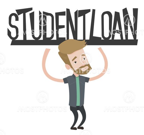 Student holding sign of student loan.
