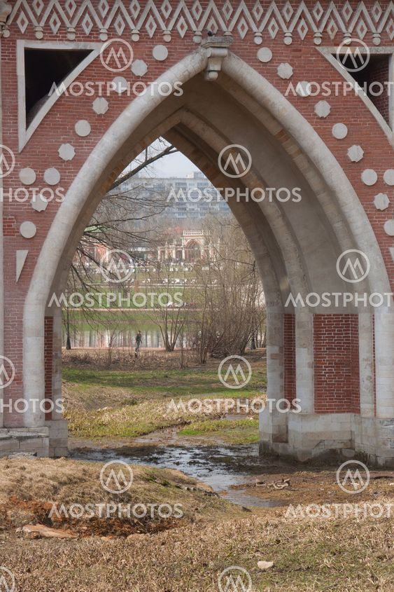 Big stone bridge in Tsaritsyno, Moscow