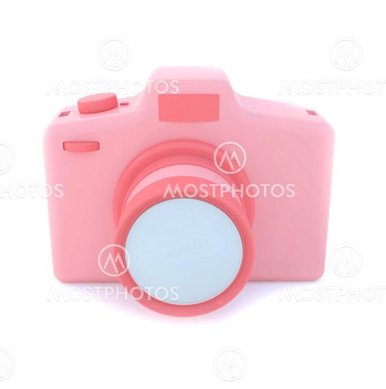 Pink digital camera toy with white blackground