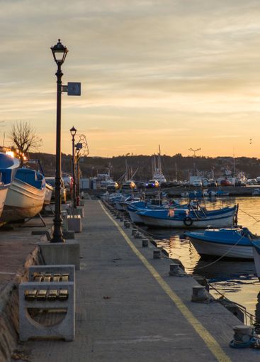 Sunset view of the port of Sozopol, Bulgaria