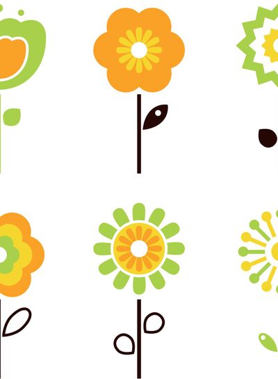 Set of retro flower elements for easter / spring